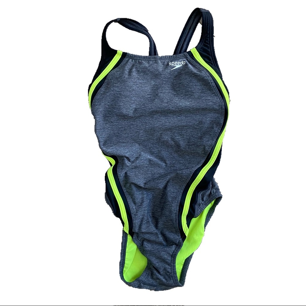 Speedo | One Piece Gray Neon Green and Black Bathingsuit 6